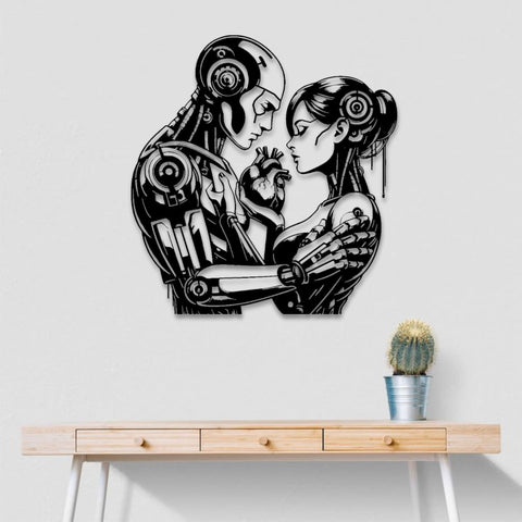 Human Robot Love Metal Wall Art