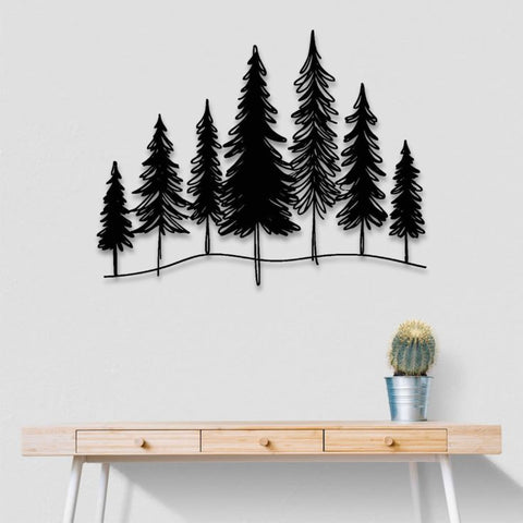 Minimalist Pine Trees Metal Wall Art