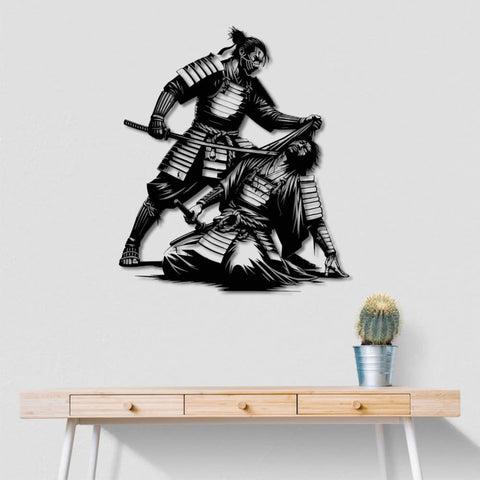 Samurai Battle Metal Wall Art
