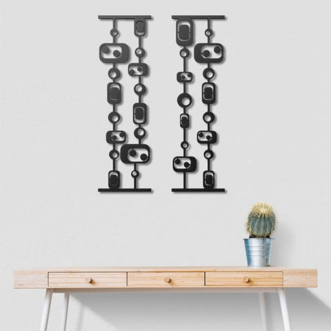 Black and White Mid Century Modern Metal Wall Art