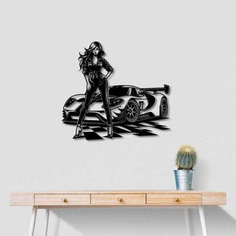 Racer Girl Metal Wall Art