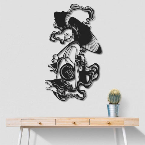 Mystic Kitsune Geisha Metal Wall Art