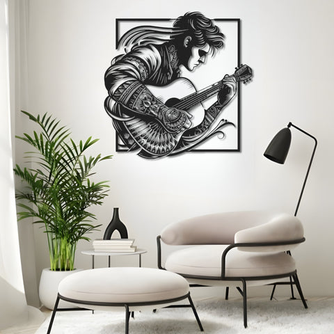 Tattoed Guitarist Metal Wall Art