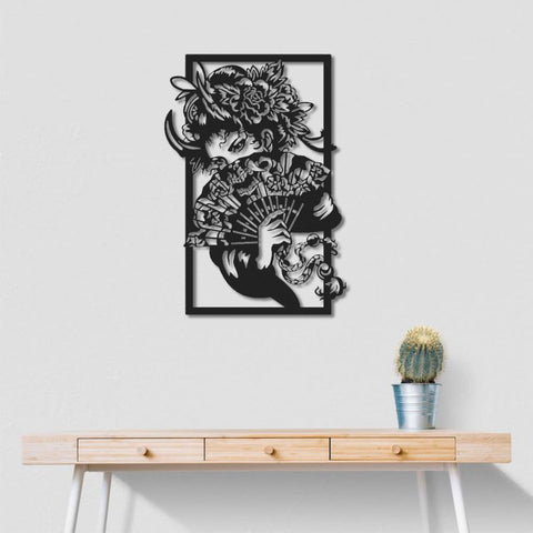 Elegant Geisha Silhouette Metal Wall Art
