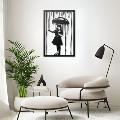 Banksy Umbrella Girl Metal Wall Art