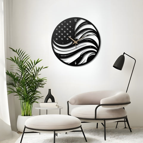 American Flag Metal Wall Clock