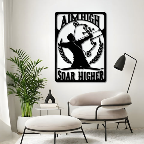 Aim High Soar Higher Archery Metal Wall Art