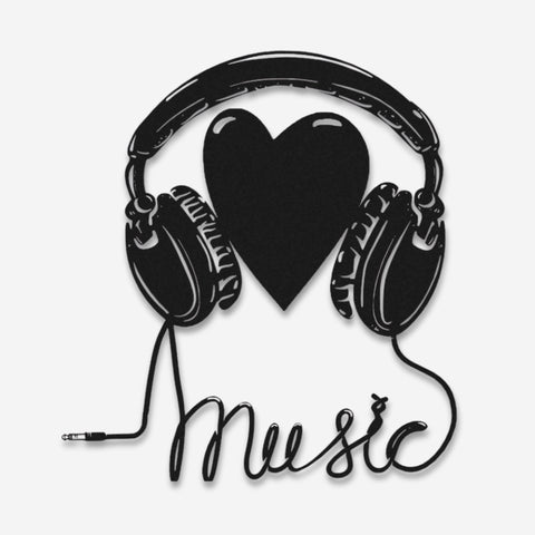 Headphone Heart Metal Wall Art