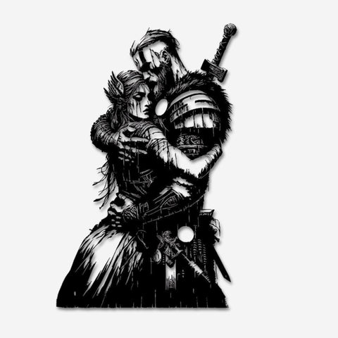 Warrior's Embrace Viking Metal Wall Art