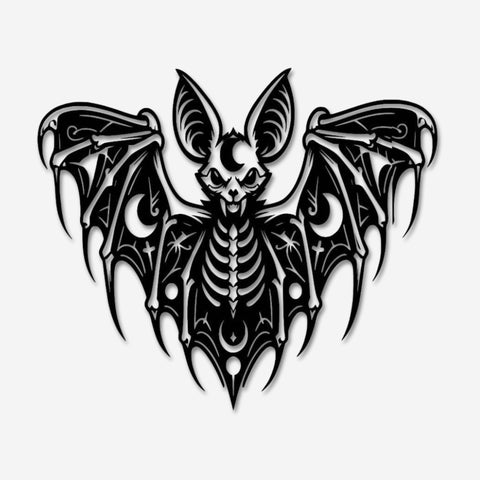 Gothic Bat Skeleton Metal Wall Art