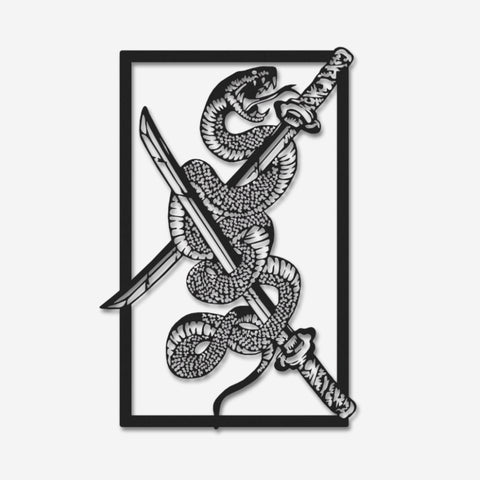 Serpent and Katana Metal Wall Art