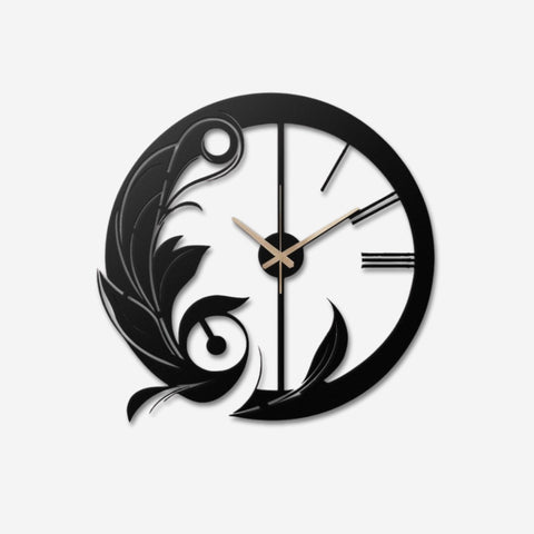 Ornate Leaf Design Metal Wall Clock