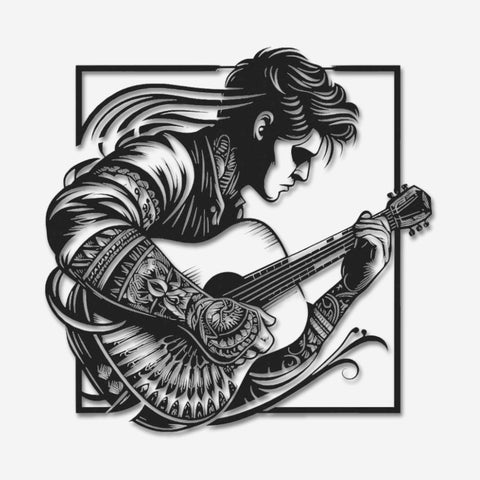 Tattoed Guitarist Metal Wall Art