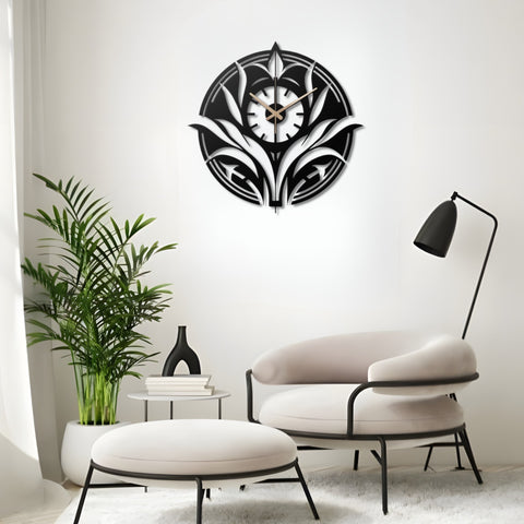 Floral Modern Metal Wall Clock