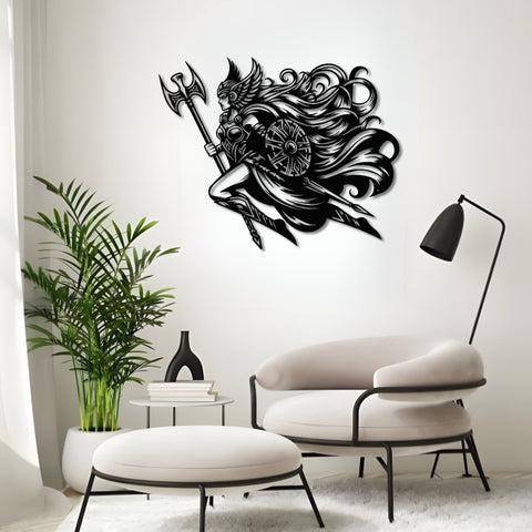 Valkyrie With Shield Metal Wall Art