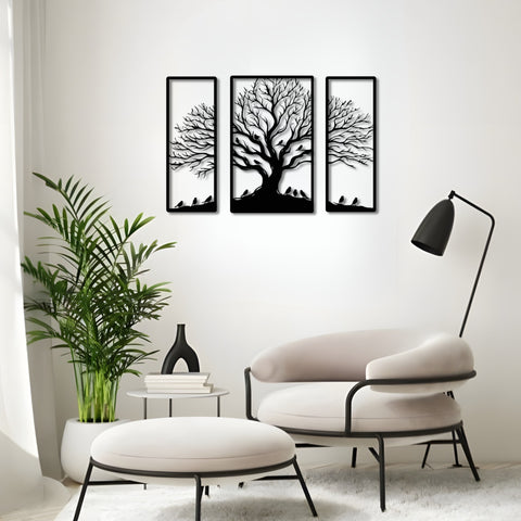Triptych Tree of Life Metal Wall Art