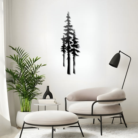 A Family of Evergreen Trees Metal Wall Art