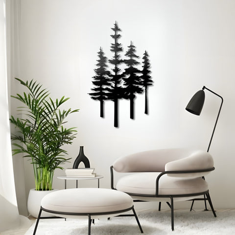 A Family of Pine Trees Metal Wall Art
