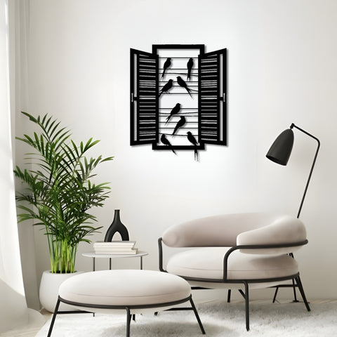 Birds in the Window Metal Wall Art