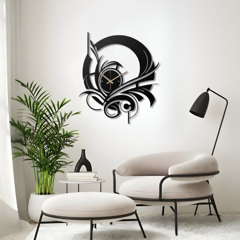 Abstract Black Metal Wall Clock