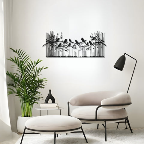 Birds on Tree Branches in Nature Metal Wall Art