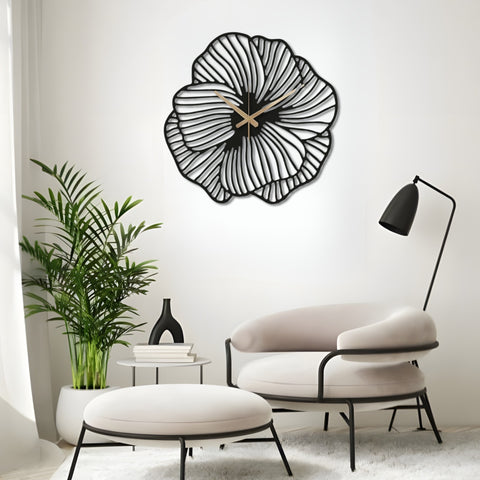 Flowers Metal Wall Clock