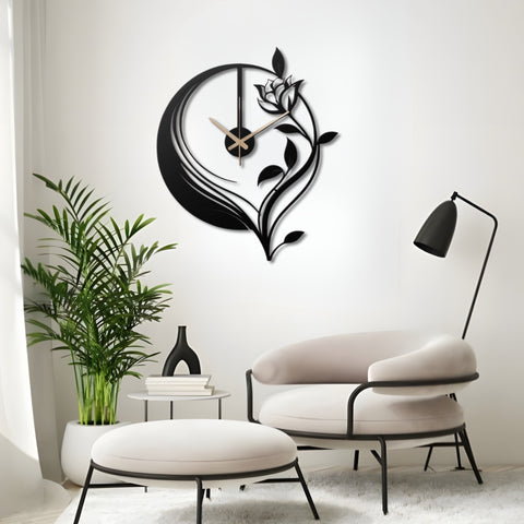 Black Large Metal Wall Clock