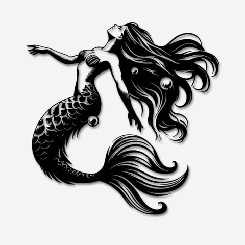 Elegant Mermaid Embrace Metal Wall Art