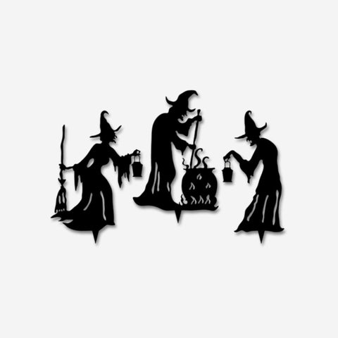 Three Witches Metal Yard Art, Halloween Decor