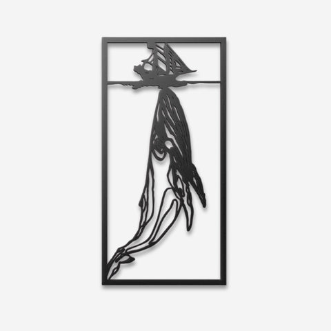 Whale and Boat Metal Wall Art Decor