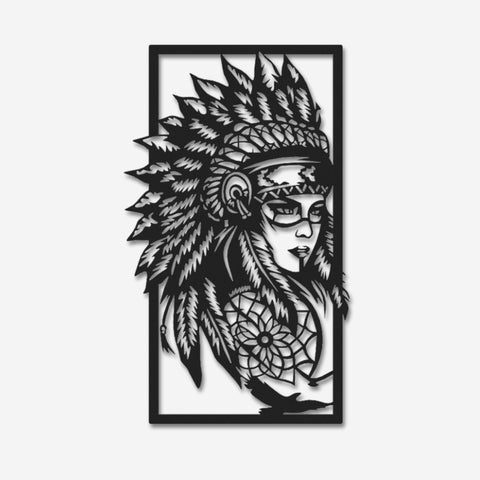 Female Tribe Chief Metal Wall Art