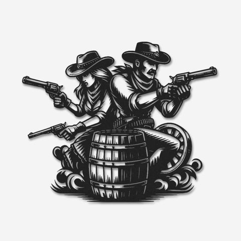 Cowboys Back To Back Metal Wall Art