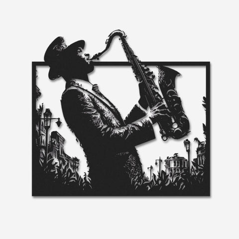 Saxophone Player Metal Wall Art