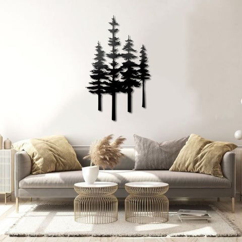 A Family of Pine Trees Metal Wall Art