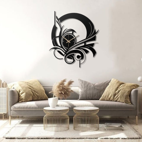 Abstract Black Metal Wall Clock