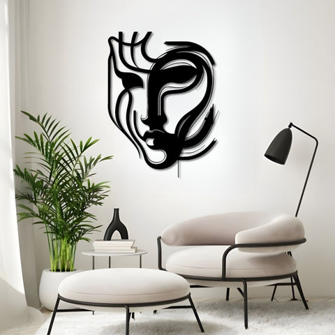 Abstract Face Metal Wall Art