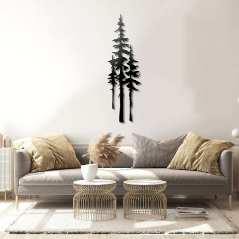 A Family of Evergreen Trees Metal Wall Art
