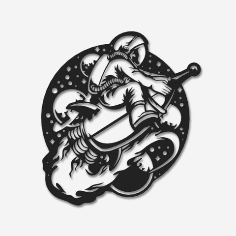 Astronaut Riding Rocket Metal Wall Art
