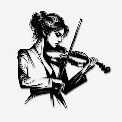 Elegant Violinist Metal Wall Art