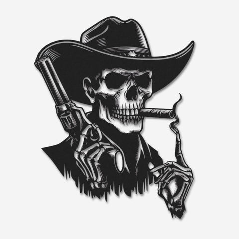 Gothic Skull Cowboy Metal Wall Art
