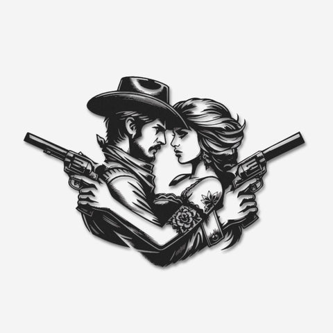 Cowboy & Cowgirl Romance Metal Wall Art