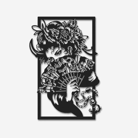 Elegant Geisha Silhouette Metal Wall Art