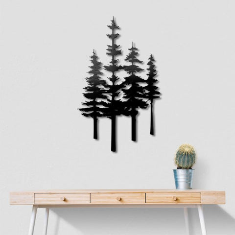 A Family of Pine Trees Metal Wall Art