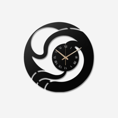 Swirl Design with Roman Numerals Metal Wall Clock