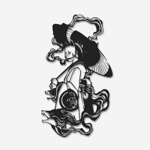 Mystic Kitsune Geisha Metal Wall Art