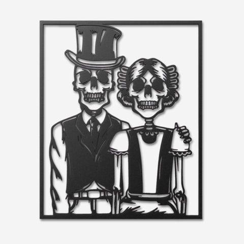 Gothic Skeleton Couple Metal Wall Art