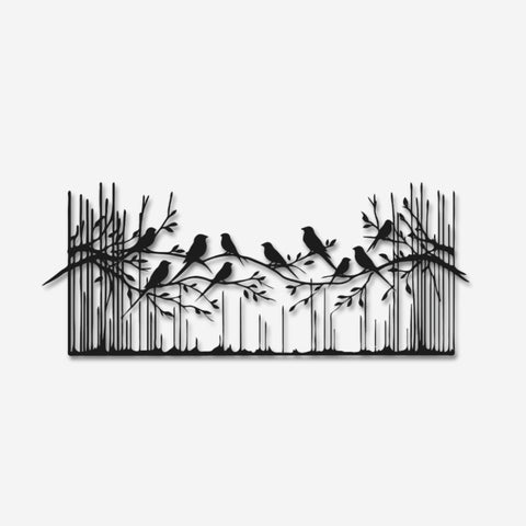 Birds on Tree Branches in Nature Metal Wall Art