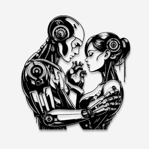Human Robot Love Metal Wall Art