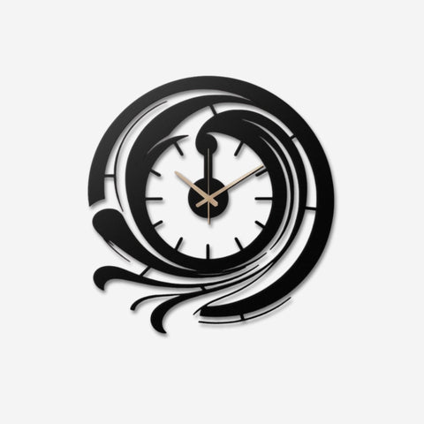 Modern Black Metal Wall Clock Silent Minimalist Decor Home