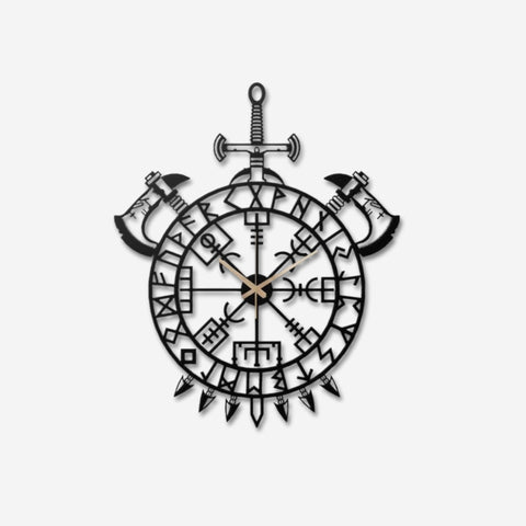 Nordic Rune Vegvisir Metal Wall Clock